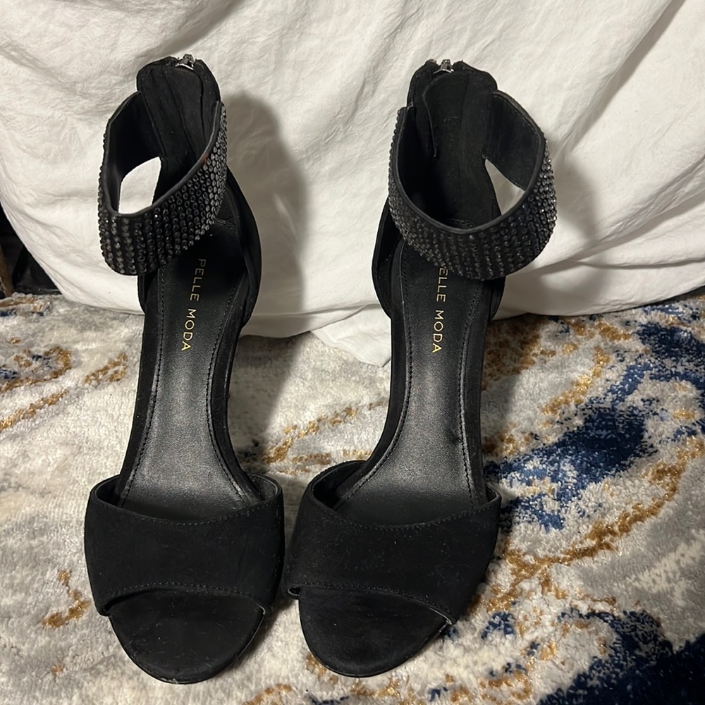 PELLE MODA black suede heels